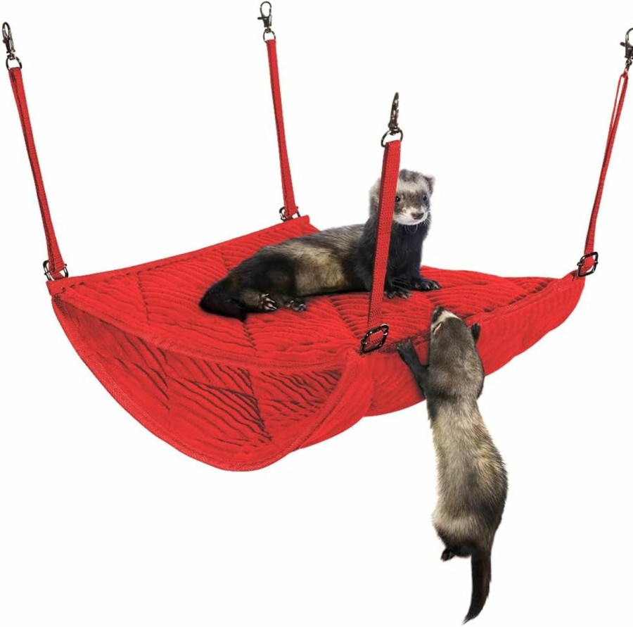 Small Animal 2 Brothers Wholesale | 2 Brothers Wholesale Ferret Hammock For Cage - Plush Double Bunk Bed Hanging Clips - Perfect For 2 Or More Small Pets! (Rats, Ferrets, Hamsters, Guinea Pigs, Chinchillas & Squirrels) - Pink