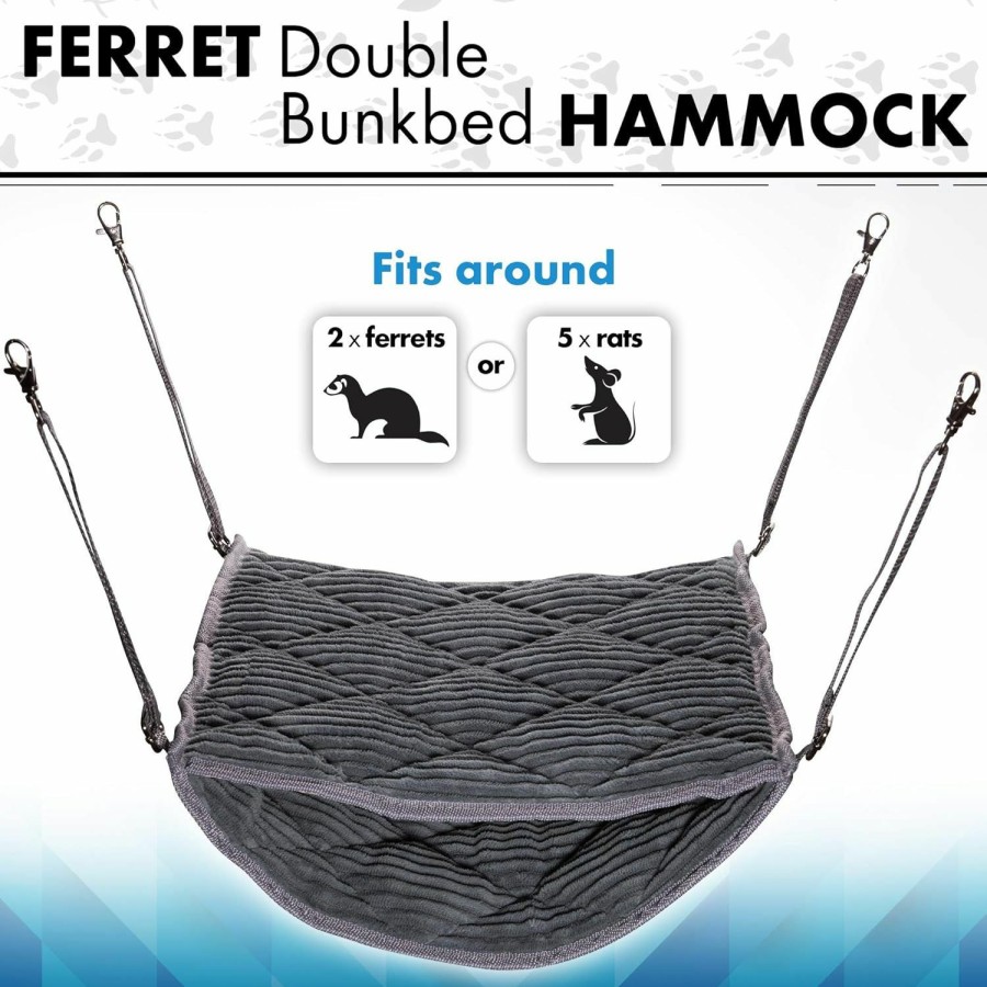 Small Animal 2 Brothers Wholesale | 2 Brothers Wholesale Ferret Hammock For Cage - Plush Double Bunk Bed Hanging Clips - Perfect For 2 Or More Small Pets! (Rats, Ferrets, Hamsters, Guinea Pigs, Chinchillas & Squirrels) - Pink