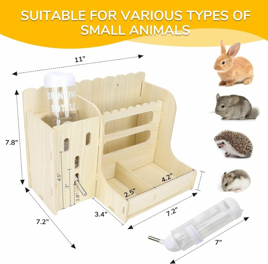 Small Animal EAROND | Rabbit Hay Feeder, 4 In 1 Rabbit Feeder With Litter Box, Bowls And Water Bottle, Bunny Hay Holder Toilet For Rabbit S, Guinea Pig, Hamster, Hedgehog, Chinchillas(Large)