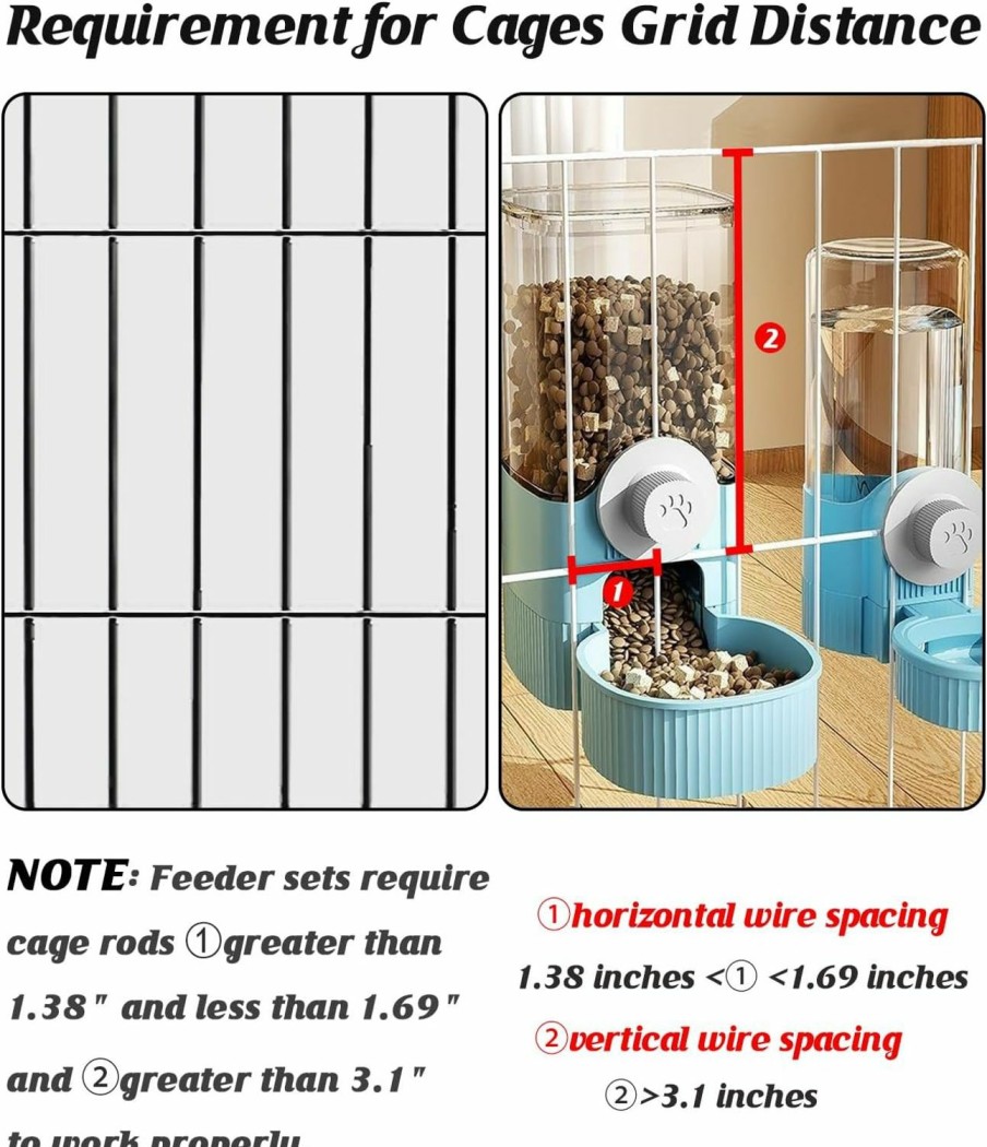 Small Animal BNOSDM | Bnosdm 41Oz Hanging Gravity Rabbit Feeder Water Dispenser Set, Automatic Cat Food Dispenser For Cages Pet Foods Bowl For Puppy Ferret Chinchilla Hamster Guinea Pig (Grey)