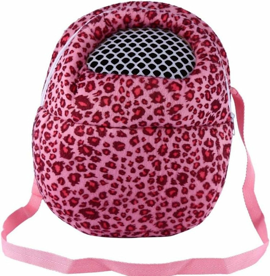 Small Animal Zerodis | Zerodis Pet Hamster Carrying Bag, Leopard Pattern Pet Carrier Outdoor Sleeping Bag Adjustable Strap Travel Bag For Small Animal Rat Hedgehog Chinchilla(L Pink)