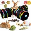 Small Animal RUNANIA | Runania Bunny Tunnels, Collapsible 3 Way Hideout Guinea Pigs Tunnel And Tubes Rabbit Chew Toys For Rabbit Bunny Guinea Pigs Ferret Chinchilla Sugar Glider Hamster