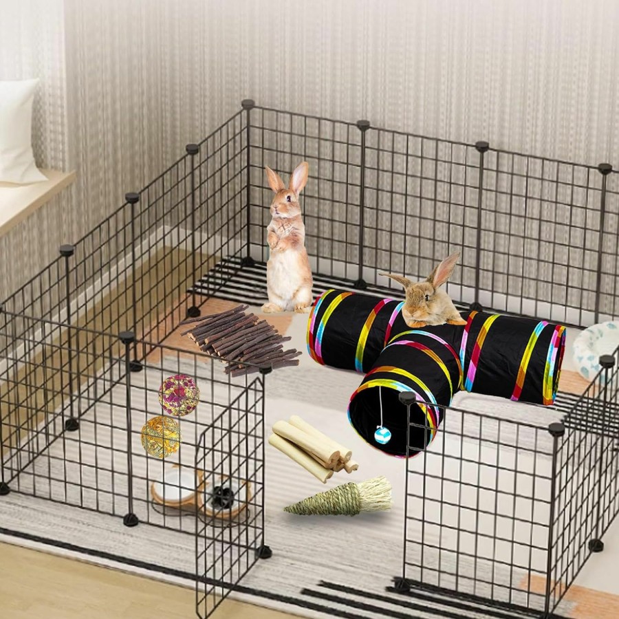 Small Animal RUNANIA | Runania Bunny Tunnels, Collapsible 3 Way Hideout Guinea Pigs Tunnel And Tubes Rabbit Chew Toys For Rabbit Bunny Guinea Pigs Ferret Chinchilla Sugar Glider Hamster