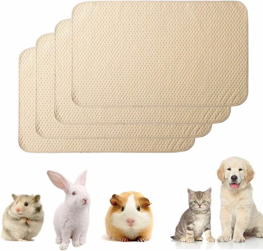 Small Animal kathson | Kathson Guinea Pig Cage Liner, 4 Pack Bedding Pads Washable Absorbent Reusable Waterproof Mats For Guinea Pig Rabbit Bunny Hamster Cat Puppy Small Animals