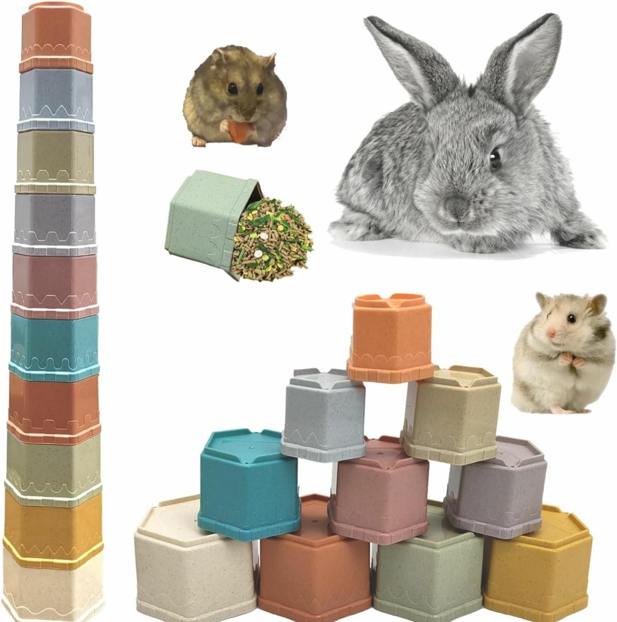 Small Animal PINVNBY | Pinvnby 20 Pcs Stacking Cups For Rabbits, Reusable Rabbit Enrichment Toys Nesting Cups Toys Graduated Sized Stackable Bunny Toys Plastic Snack Cups For Hamster Small Animals Hiding Food And Playing