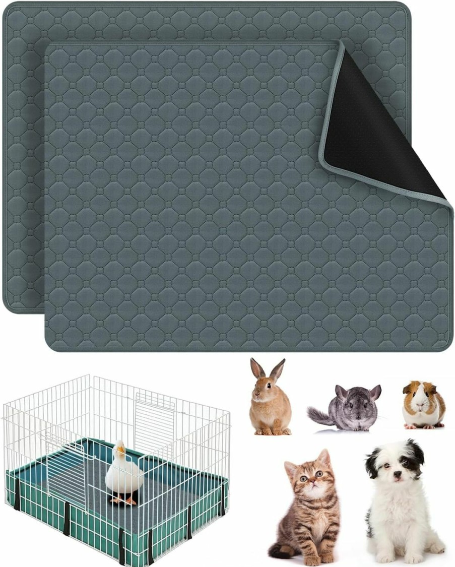 Small Animal Bissap | Bissap 2 Packs Guinea Pig Cage Liners, 47''X24'' Washable Guinea Pig Pee Pads Non Slip Reusable Fast And Super Absorbent Bedding For Small Animals Rabbit Hamster Chinchillas Rat - Pink