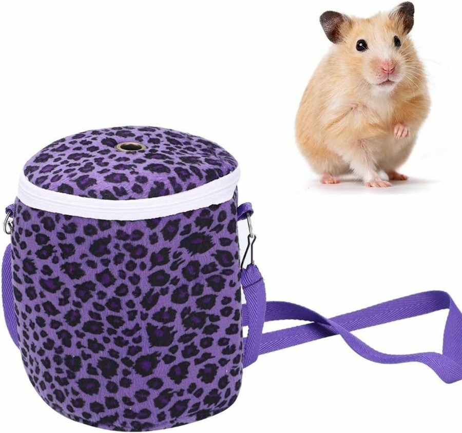 Small Animal Zerodis | Pet Hamster Carrier, Soft Large Short Plush Hamster Squirrel Travel Bags Pet Hamster Single Shoulder Warm Carrier Outgoing Sleeping Bag For Quirrel Hedgehog Guinea Pig(Purple)