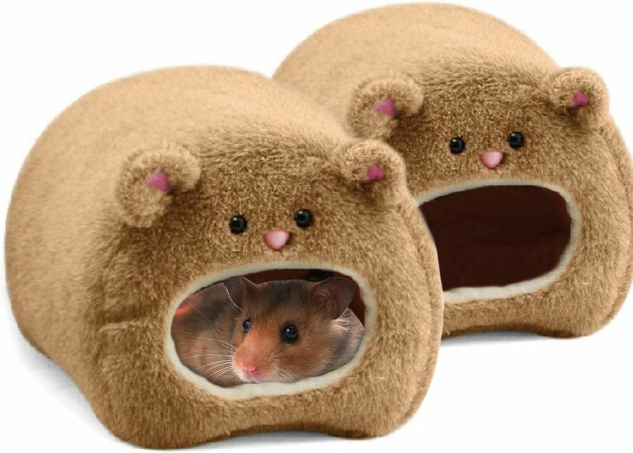 Small Animal Tfwadmx | Tfwadmx Rat Bed, Hamster Nest Fleece Hut Winter Warm House Sleep Cave Hut Hanging Cage, Small Animal Tent Bed Cute Bear House With Bed Mat Washable For Dwarf Hamster Mouse Mini Mic