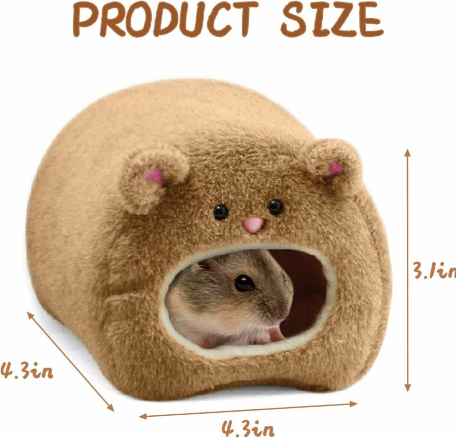 Small Animal Tfwadmx | Tfwadmx Rat Bed, Hamster Nest Fleece Hut Winter Warm House Sleep Cave Hut Hanging Cage, Small Animal Tent Bed Cute Bear House With Bed Mat Washable For Dwarf Hamster Mouse Mini Mic