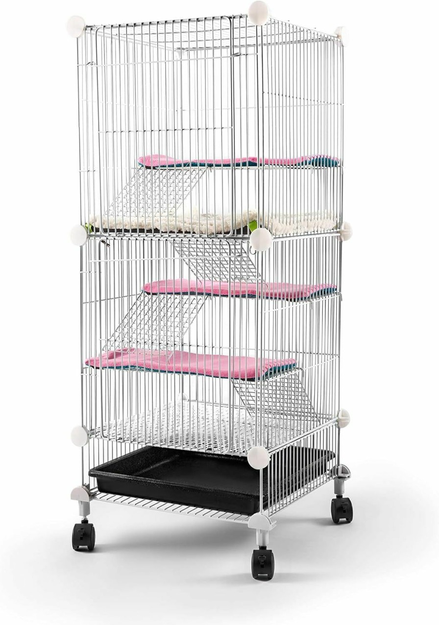 Small Animal KINGBO | Pet Hutch Cages For Hamster, Rat Or Other Small Animals Indoor, Expandable And Stackable, 14X14X28 In