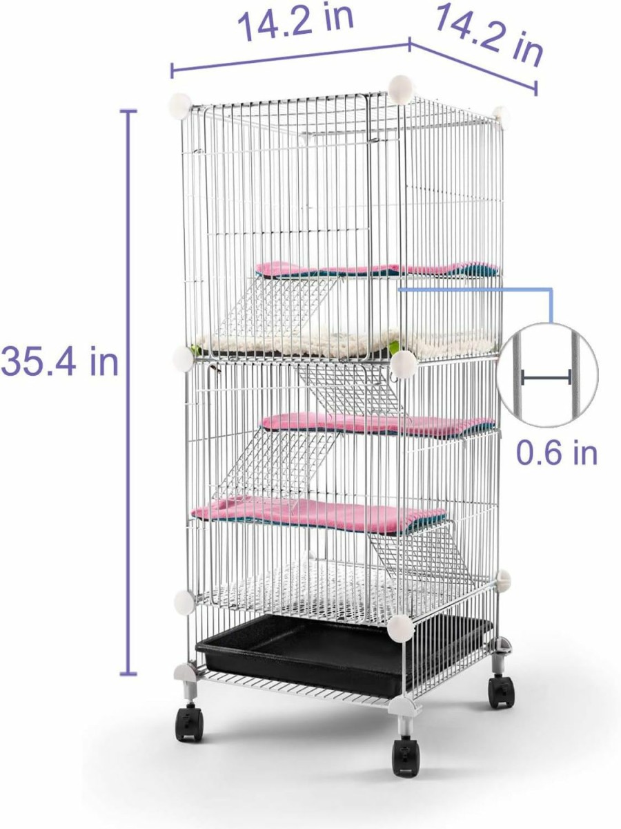 Small Animal KINGBO | Pet Hutch Cages For Hamster, Rat Or Other Small Animals Indoor, Expandable And Stackable, 14X14X28 In