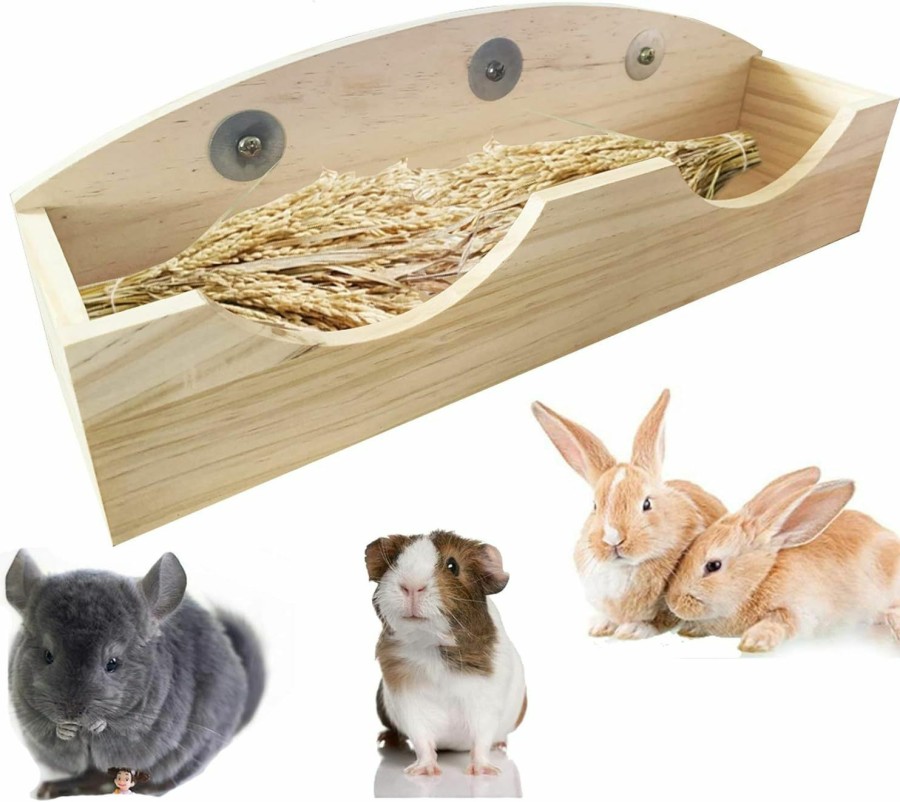 Small Animal Hamiledyi | Hamiledyi Rabbit Hay Feeder, Bunny Food Manger Wooden Hay Manger Rack Grass Holder For Guinea Pig Chinchilla Hamster