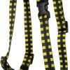 Small Animal Yellow Dog Design | Yellow Dog Design Buffalo Plaid Yellow Roman Style H Dog Harness, X-Large/1\" Wide