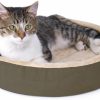 Small Animal K&H Pet Products | K&H Pet Products Thermo-Kitty Cuddle Up Indoor Heated Cat Bed For Dogs & Cats, Washable Pet Bed, Round Thermal Cat Mat With Short Bolster - Mocha 16 Inches