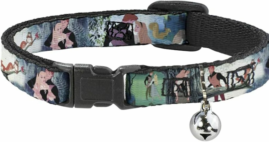 Small Animal Buckle-Down | Buckle-Down Breakaway Cat Collar - Sleeping Beauty Woods Scenes - 1/2\" Wide - Fits 9-15\" Neck - Large