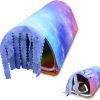 Small Animal HOMEYA | Pet Small Animal Tunnel,Homeya Guinea Pig Hideout Play Tube Toys Hideaway Bedding With Fleece Forest Curtain For Chinchillas,Hedgehogs,Rats,Sugar Glider-Removable Two Side Pad Cage Accessories-Rainbow