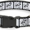 Small Animal Buckle-Down | Buckle-Down Breakaway Cat Collar - Steamboat Willie Scenes Film Strip White/Black - 1/2\" Wide - Fits 9-15\" Neck - Large