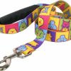 Small Animal Yellow Dog Design | Yellow Dog Design Pop Art Dogs Ez-Grip Dog Leash With Comfort Handle, Large-1\" Wide And 5' (60\") Long