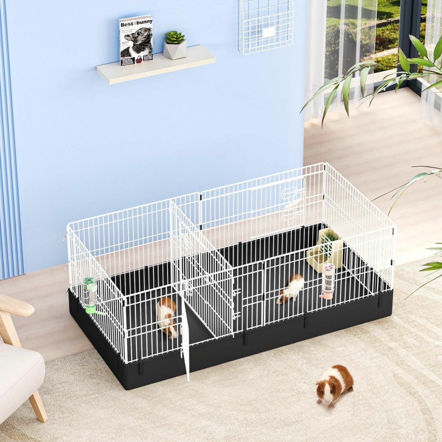 Small Animal BUCATSTATE | Bucatstate Guinea Pig Cage With Canvas Bottom Liner 10.5 Sq Ft, Expandable Habitats For Small Animal Pet Playpen House Diy Indoor Rabbit Hedgehog Fence, 6 Panels With Divider, 55.8 X 27.1 X 19.7Inch