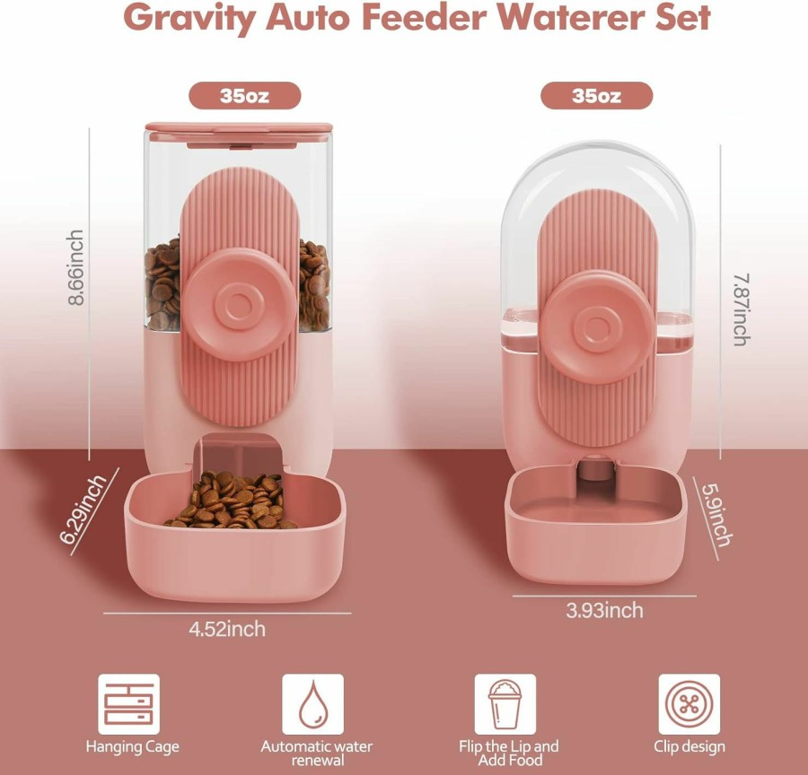 Small Animal Ufanittel | Hanging Automatic Food Water Dispenser,Ufanittel 35Oz Auto Gravity Rabbit Feeder And Waterer Set,Cage Pet Hanging Self Dispenser Feeder For Rabbit Chinchilla Hedgehog Guinea Pig Ferret Kitty Puppy