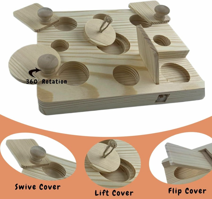 Small Animal Cdycam | Cdycam Wooden Rat Foraging Toy For Small Animals, Interactive Hide Treats Puzzle Snuffle Game Toy For Hamster, Rabbit,Bunny,Rat,Guinea Pig And Chinchilla, Mental Stimulation Toy Relieve Boredom