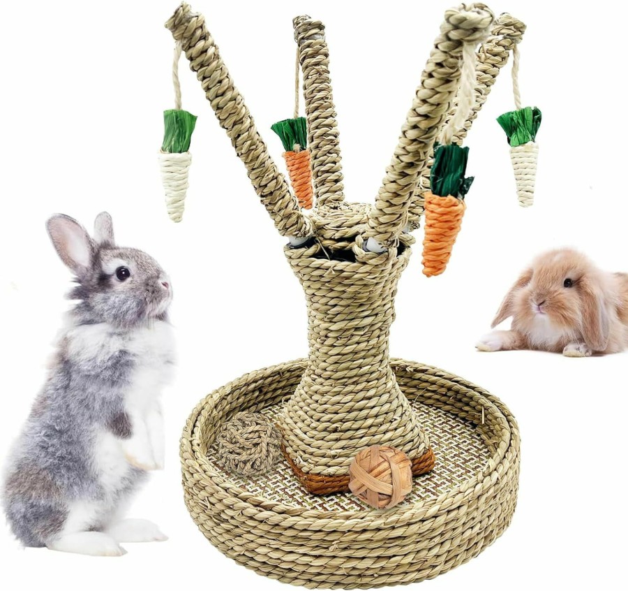 Small Animal Hamiledyi | Hamiledyi Pet Rabbit Toy Tree Bunny Fun Chew Toy Rattan Grass Scratcher Climbing Tree Play Carrot Toy For Small Animal