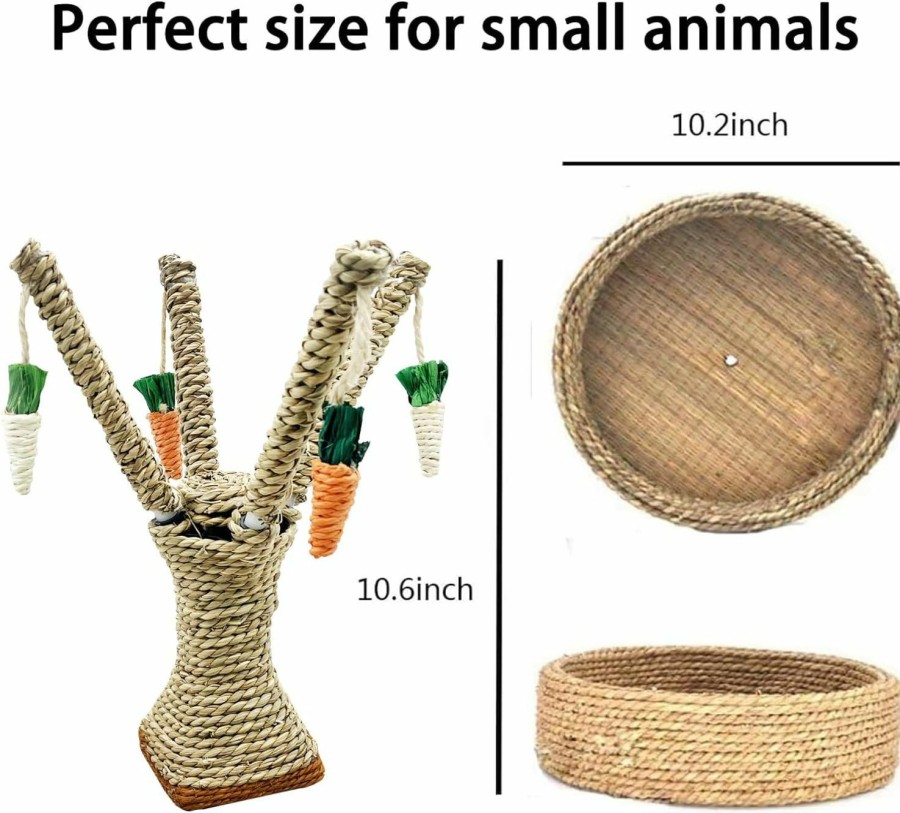 Small Animal Hamiledyi | Hamiledyi Pet Rabbit Toy Tree Bunny Fun Chew Toy Rattan Grass Scratcher Climbing Tree Play Carrot Toy For Small Animal