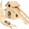 Small Animal HWONMTE | Hamster Toys House 3 Pack Guinea Pig Toys Hamsters Climbing Ladder Brige Natural Wooden Funny Play Toy Chews For Small Animals Rat Mouse Hideouts