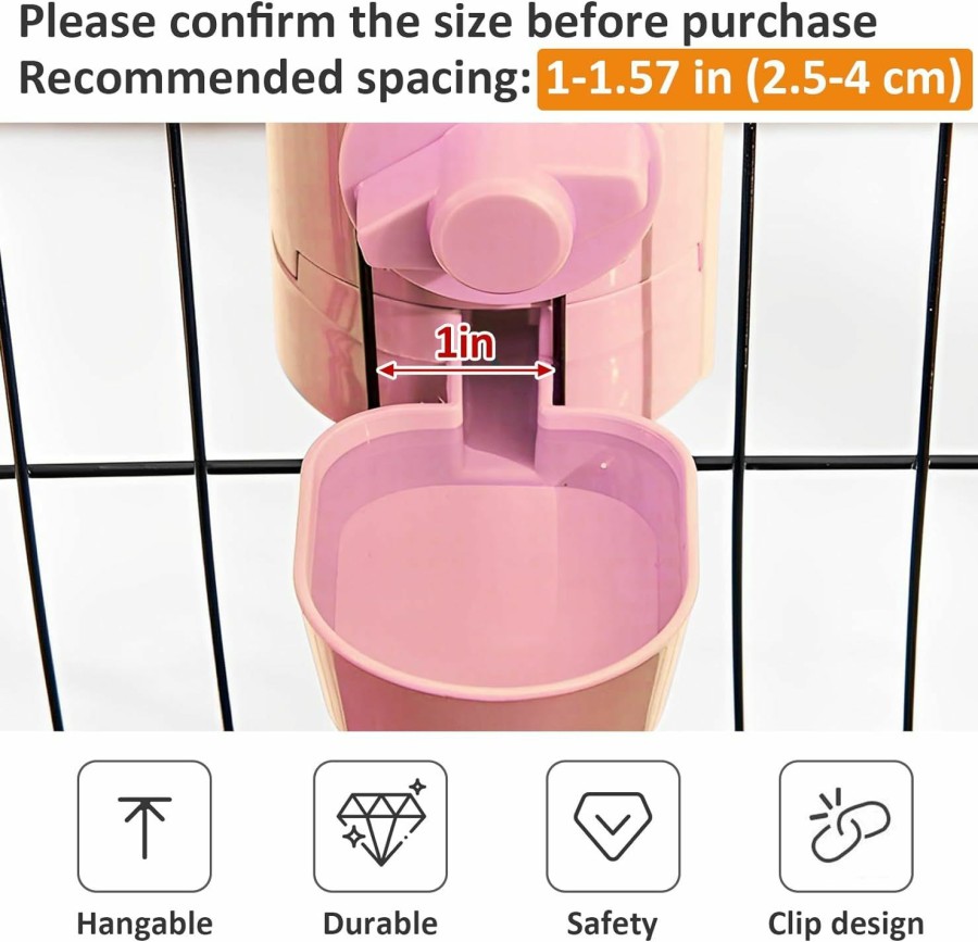 Small Animal kathson | Kathson 2 Pcs Rabbit Water Bottle No Drip 17Oz Hanging Automatic Small Animal Water Dispenser Water Fountain Feeder For Bunny Chinchilla Guinea Pig Hedgehog Ferret (Pink)