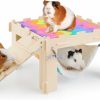 Small Animal Unicorn Catcher | Guinea Pig Hideout With Hammock, Soft Guinea Pig Hammock Wooden Guinea Pig House With Stairs Large Guinea Pig Toys Fit Guinea Pig Cages Durable Guinea Pig Accessories For Small Animals