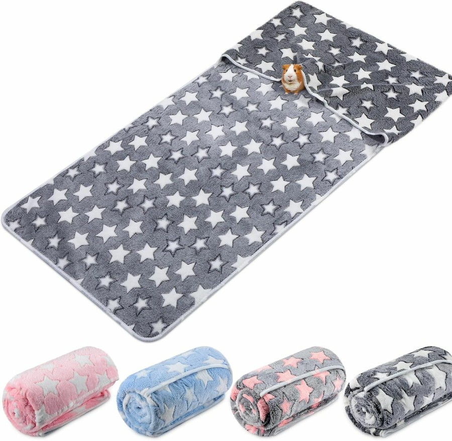 Small Animal Reginary | 4 Pcs Guinea Pig Liners Guinea Pig Bedding For Cage Blankets Waterproof Washable Burrowing Pocket Sleeve Reusable Small Animal Pee Fleece Sleep Mat Cover For Hamster (Heart,24 X 47 Inch)