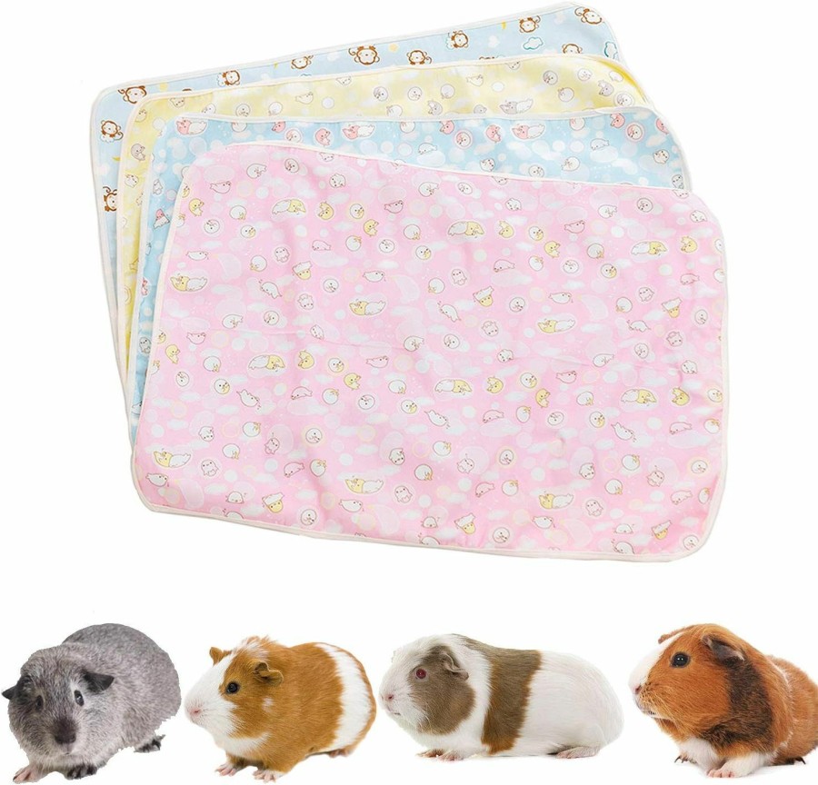 Small Animal kathson | Kathson 4 Pack Guinea Pig Cage Liner Hamster Cage Bedding Pad Reusable Pee Pads Super Absorbent Waterproof Food Mat For Small Animals