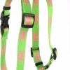 Small Animal Yellow Dog Design | Yellow Dog Design Green And Pink Skulls Roman Style H Dog Harness, X-Large/1\" Wide