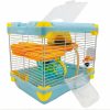 Small Animal PINVNBY | Pinvnby Hamster Cage, 16.7\" H Gerbil Indoor Habitat, 3-Floors Mouse House With Running Wheel, Climbing Tunnel, Rope, Plastic Bottom (Blue, 3 Level)