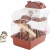 Small Animal VINGVO | Hamster Cage, Hamster Habitat 2 Tier Portable Large Space Animal Home Rodent Gerbil Mouse Mice Rat Wire Cage For Small Animals, Hamster, Guinea Pigs, Rabbits, Golden Bears(Pink)