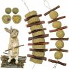 Small Animal Roundler | Roundler Small Animal Chew Toys, Apple Sticks Grass Cake&Ball Bunny Pet Tooth Chew Toys, Pet Snacks Toys For Rabbits, Chinchilla, Hamsters, Guinea Pigs, Gerbils, Mini Macaws, Parrots (Style 3)