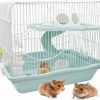 Small Animal MUYG | Muyg 2-Tier Portable Hamster Cage And Habitats,Travel Metal Mouse Cages With Free Water Bottle,Houses And Exercise Wheel For Any Breed Of Hamster And Small Animal (14.6X11.0X11.8Inch Light Blue)