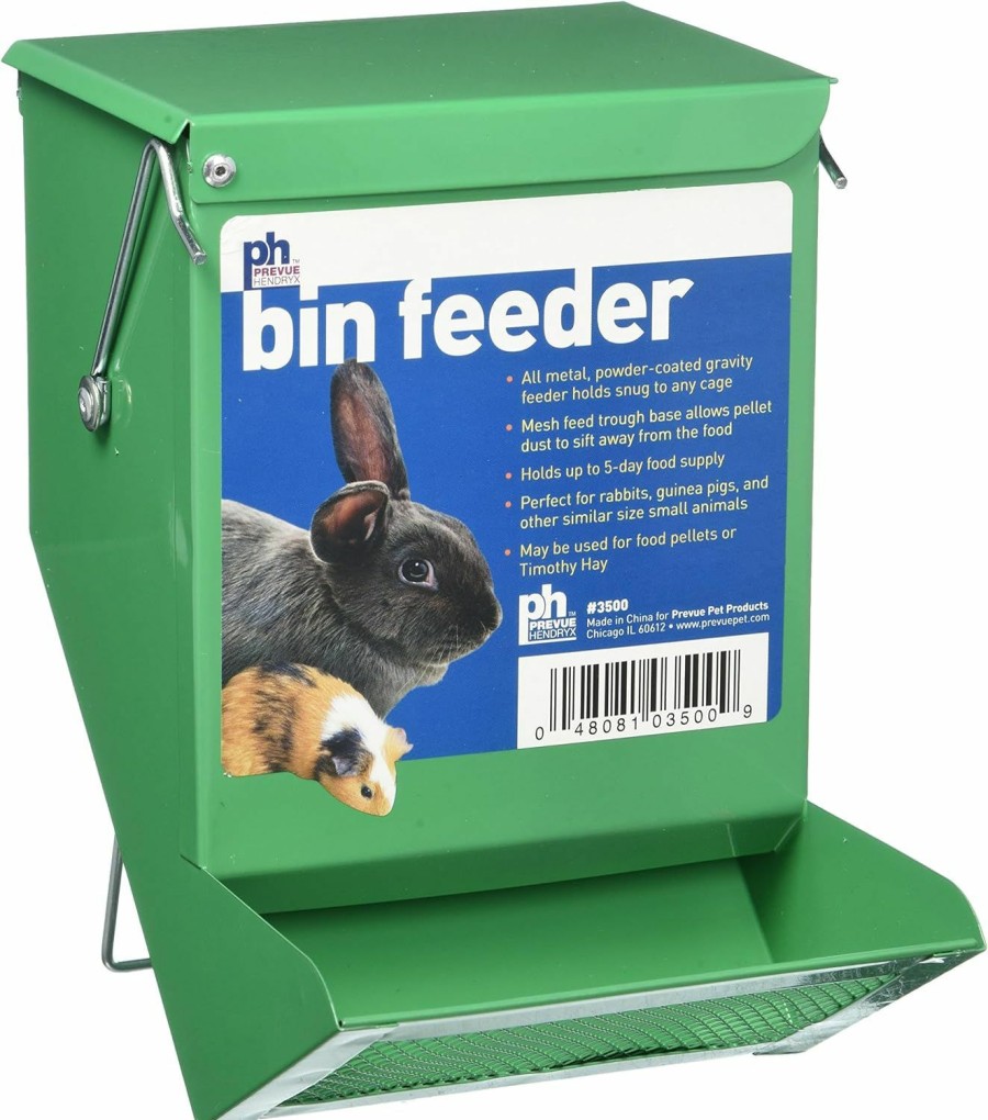 Small Animal Prevue Pet Products | Prevue Pet Products Green Metal Small Animal Bin Feeder 3500, 7 1/8 X 3 7/8\"