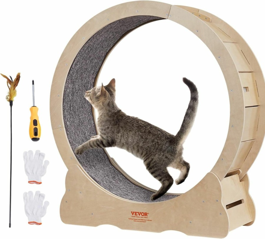 Small Animal VEVOR | Vevor Cat Wheel Exerciser, 29.5 Inch Cat Treadmill For Indoor Cats, Cat Running Excercise Wheel With Detachable Carpet And Cat Teaser For Running/Walking/Training, Suitable For Most Cats