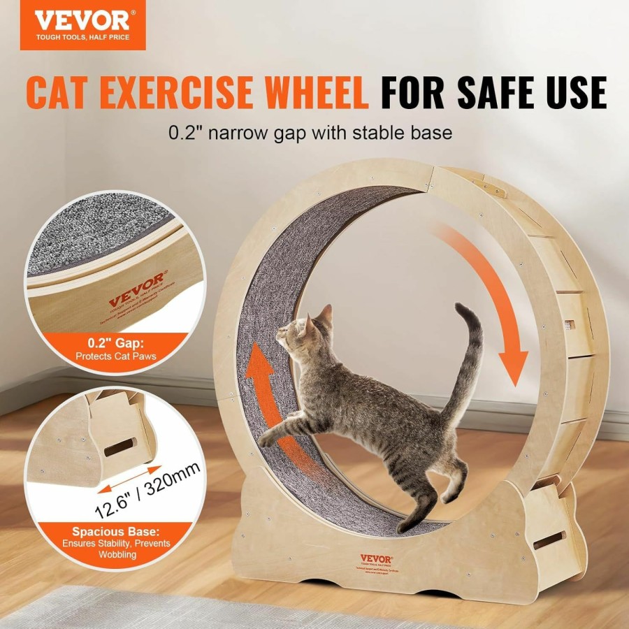 Small Animal VEVOR | Vevor Cat Wheel Exerciser, 29.5 Inch Cat Treadmill For Indoor Cats, Cat Running Excercise Wheel With Detachable Carpet And Cat Teaser For Running/Walking/Training, Suitable For Most Cats