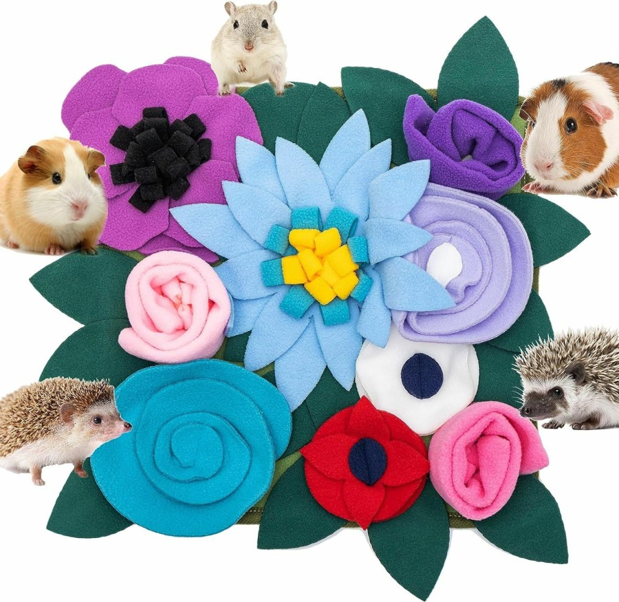 Small Animal FAITUCOS | Faitucos Small Animal Foraging Mat For Rabbit Hedgehog Guinea Pig Rat Chinchillas Bunny - Interactive Cute Flower Funny Feeder Toy Feeding Mat Bedding Cage Accessories