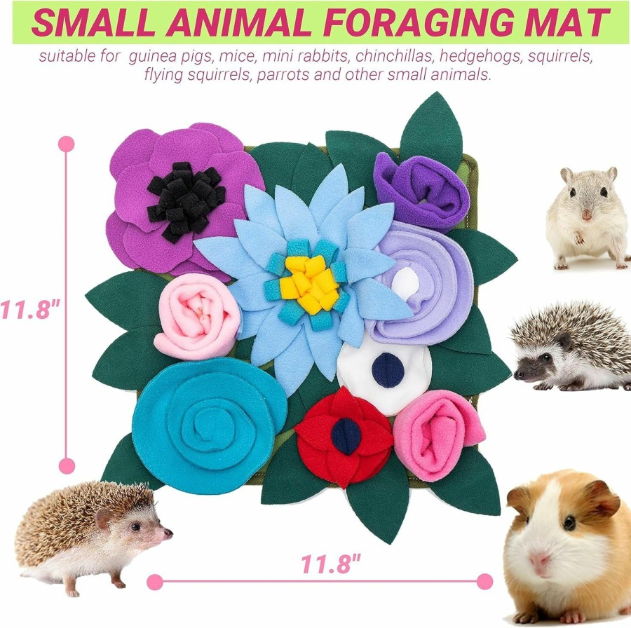 Small Animal FAITUCOS | Faitucos Small Animal Foraging Mat For Rabbit Hedgehog Guinea Pig Rat Chinchillas Bunny - Interactive Cute Flower Funny Feeder Toy Feeding Mat Bedding Cage Accessories