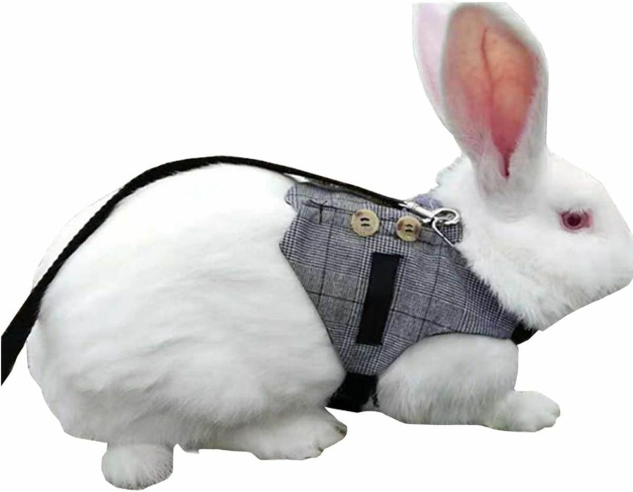 Small Animal Wontee | Wontee Rabbit Vest Harness And Leash Set Adjustable Formal Suit Style For Bunny Kitten Small Animal Walking (S)