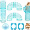 Small Animal FULANDL | Hamster Tubes Set, Fulandl Transparent Hamster Cage Adventure External Pipe, Creative Diy Assorted Connection Tunnel Track Hamster Toys To Expand Space For Small Animals Like Hamster, Mouse-2.16In