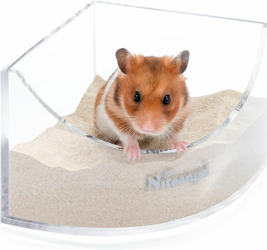 Small Animal Niteangel | Niteangel Animal Sand-Bath Box: - Acrylic Critter'S Sand Bath Shower Room & Digging Sand Container For Hamsters Mice Lemming Gerbils Or Other Small Pets (Triangle, Birch-Wood)