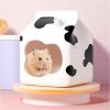 Small Animal JONS NTY | Jons Nty 3.94\" 3.35\" 3.03\" Ceramic Hamster Hideout, Hamster House, Hamster Bed, Hamster Hides Habitat For Small Animal To Sleep, Cage Accessory & Decor (Milk Carton Style, White, Small)