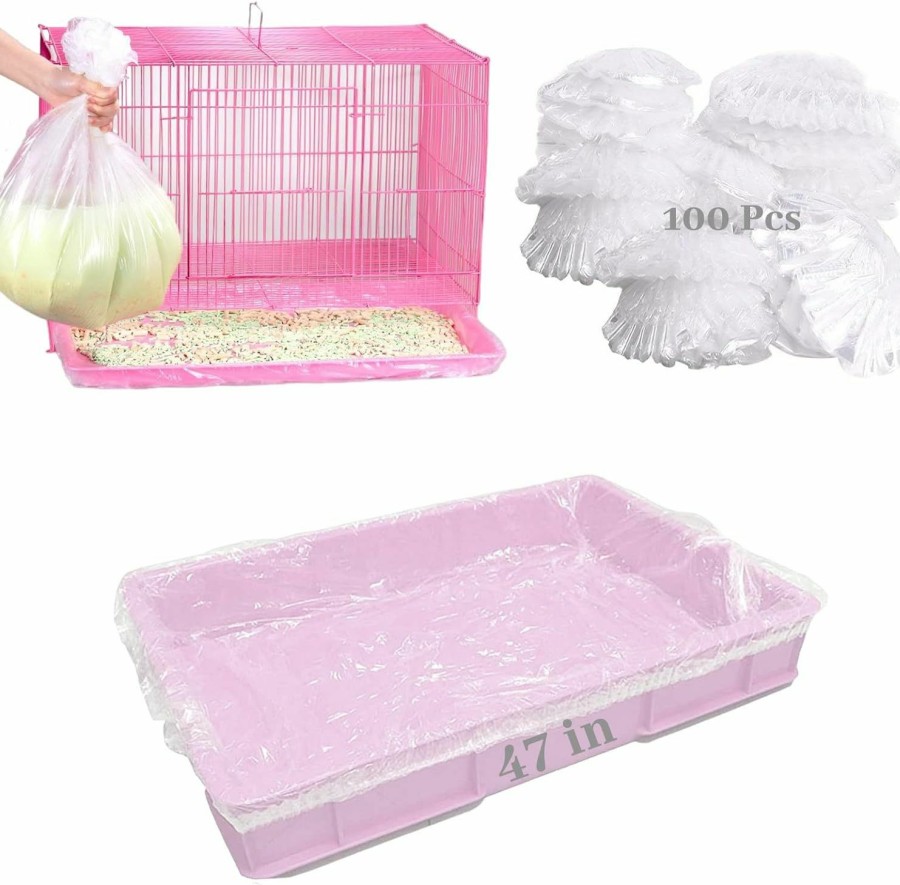 Small Animal BNOSDM | Bnosdm 100 Pcs Disposable Rabbit Cage Liner Plastic Guinea Pig Cage Bedding Hamster Litter Pan Bags Universal Toilet Film For Bunny Chinchilla Ferret Hedgehog Small Animals (47\")