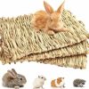 Small Animal PrimePets | Primepets Grass Mat For Rabbits Bunny, 3 Pack, Woven Hay Mat For Small Animals, Natural Straw Bedding Resting Cage Mat For Guinea Pig Parrot Chinchilla Hamster Rat