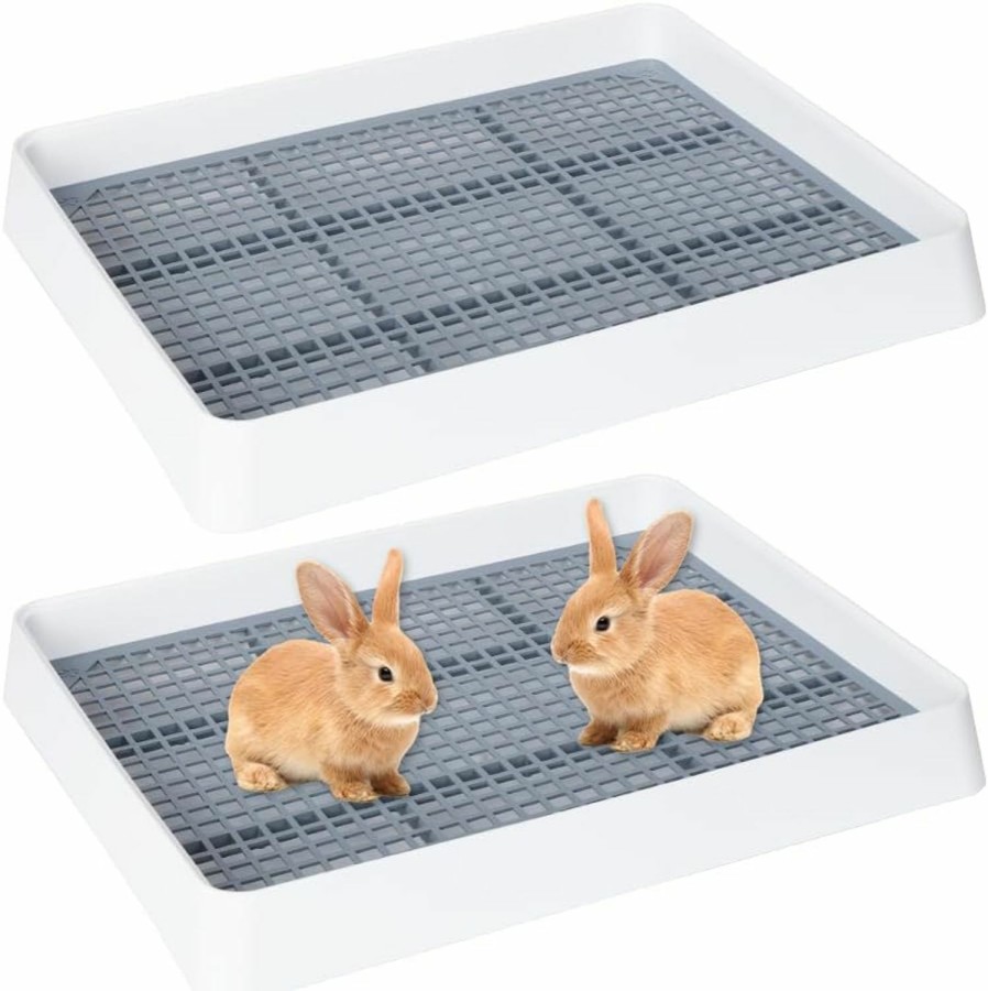 Small Animal CheeFun | Rabbit Bunny Litter Box Pan: 2 Pcs Large Rabbit Litter Box For Cage Guinea Pig Litter Pan With Grid