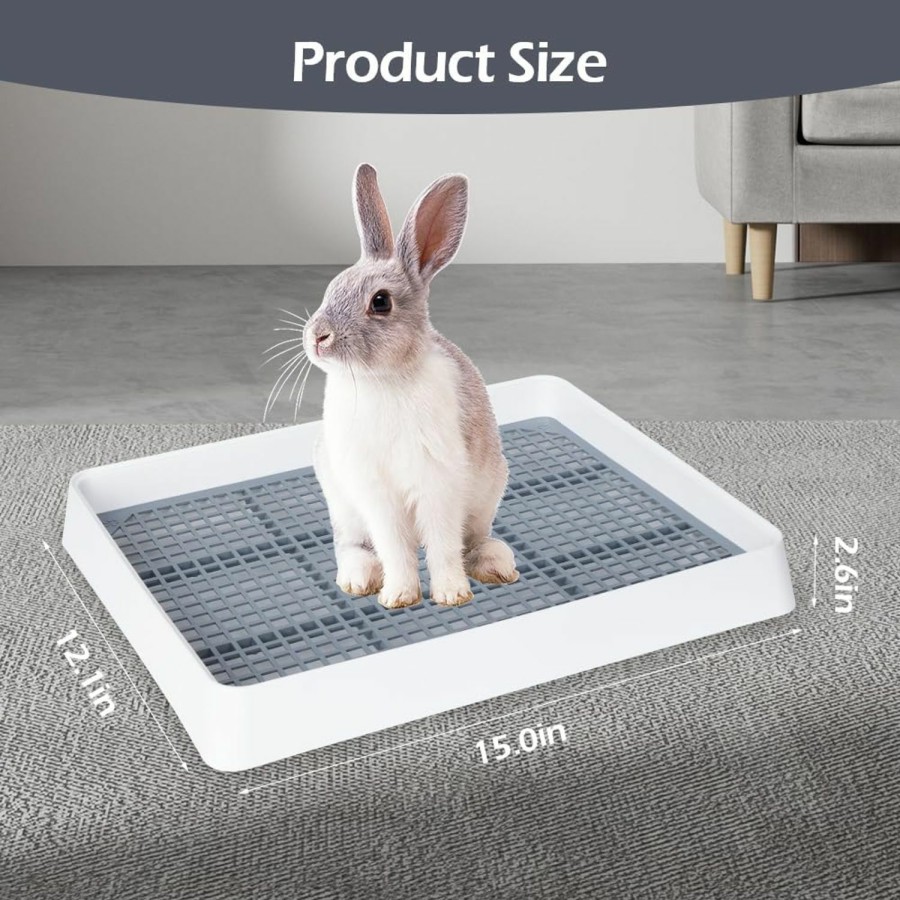 Small Animal CheeFun | Rabbit Bunny Litter Box Pan: 2 Pcs Large Rabbit Litter Box For Cage Guinea Pig Litter Pan With Grid